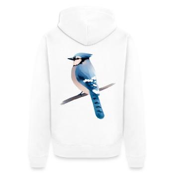 Blue jay on branch - Unisex Premium Organic Zip Hoodie - white - Back - Thijin (182cm)