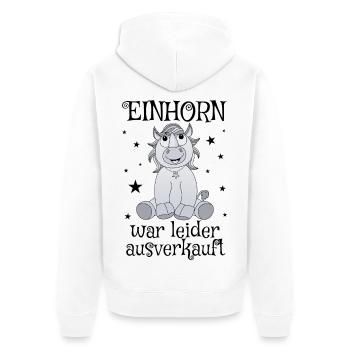 Nashorn - Einhorn war leider ausverkauft - Unisex Premium Bio Zip Hoodie - Weiß - Hinten - Thijin (182cm)