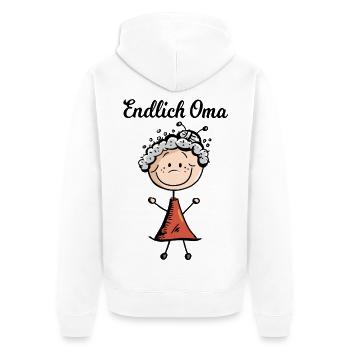 Endlich Oma - Baby - Geburt - Großmutter -Geschenk - Unisex Premium Bio Zip Hoodie - Weiß - Hinten - Thijin (182cm)