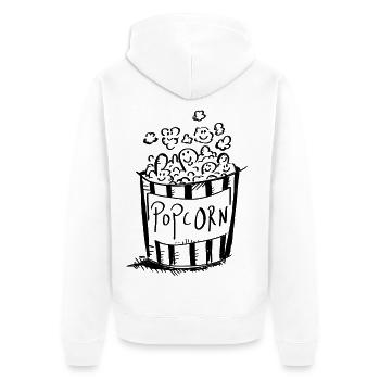I Love Popcorn - Kino - Geschenk - Unisex Premium Bio Zip Hoodie - Weiß - Hinten - Thijin (182cm)