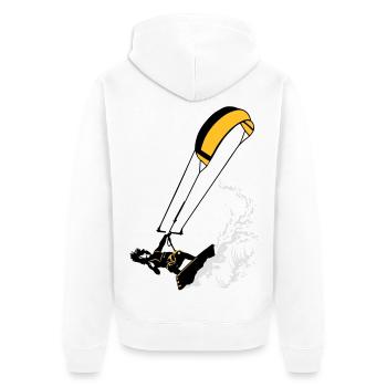 Kitesurfen und Wellen flex - Unisex Premium Bio Zip Hoodie - Weiß - Hinten - Thijin (182cm)