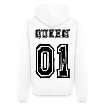 Queen King partner look Love - Unisex Premium Organic Zip Hoodie - white - Back - Thijin (182cm)