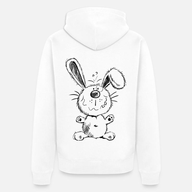 Mignon lapin dessin animé - Veste à capuche bio Premium Unisexe - blanc