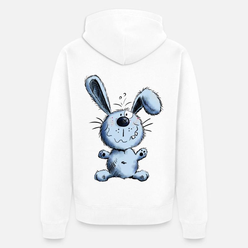 Lapin bleu - Veste à capuche bio Premium Unisexe - blanc