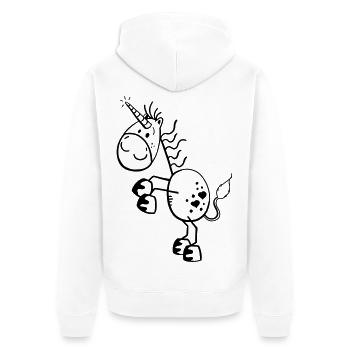 Lustiges Einhorn Comic - Unisex Premium Bio Zip Hoodie - Weiß - Hinten - Thijin (182cm)