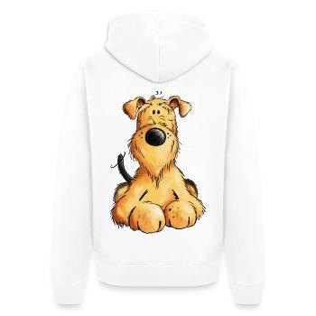 Pfiffiger Airedale Terrier - Welsh Terrier - Hund - Unisex Premium Bio Zip Hoodie - Weiß - Hinten - Thijin (182cm)