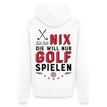 Golf spielen - Unisex Premium Bio Zip Hoodie - Weiß - Hinten - Thijin (182cm)