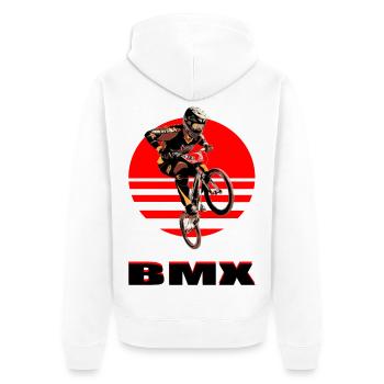 BMX Bike - Unisex Premium Bio Zip Hoodie - Weiß - Hinten - Thijin (182cm)
