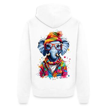 Cool Elephant - Unisex Premium Organic Zip Hoodie - white - Back - Thijin (182cm)