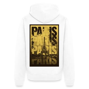 Paris Ville de l’Amour – Tour Eiffel - Veste à capuche bio Premium Unisexe - blanc - Dos - Thijin (182cm)