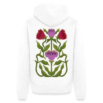 Artful floral ornaments - Unisex Premium Organic Zip Hoodie - white - Back - Thijin (182cm)