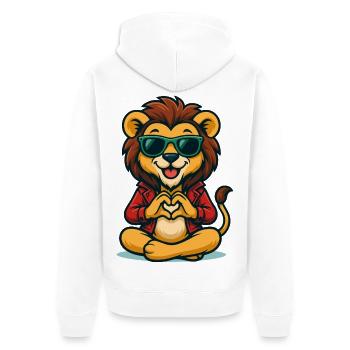 Chill Heart Lion - Unisex Premium Bio Zip Hoodie - Weiß - Hinten - Thijin (182cm)