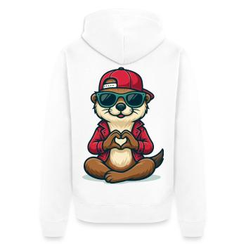 Otterly in Love - Unisex Premium Bio Zip Hoodie - Weiß - Hinten - Thijin (182cm)