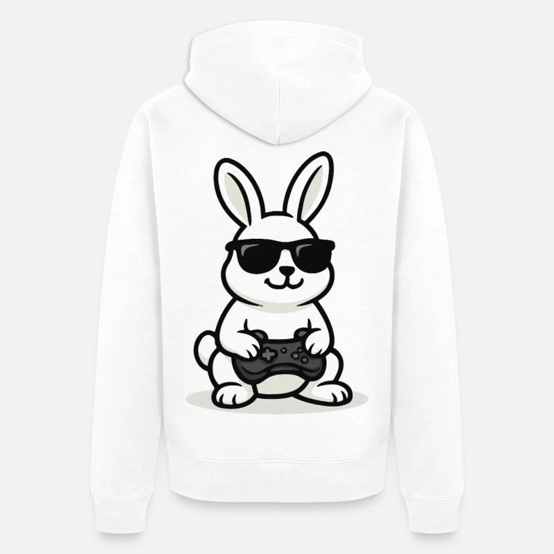Lapin de jeu cool - Veste à capuche bio Premium Unisexe - blanc