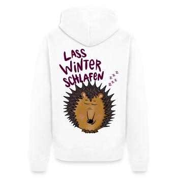 Igel im Winterschlaf - Unisex Premium Bio Zip Hoodie - Weiß - Hinten - Thijin (182cm)