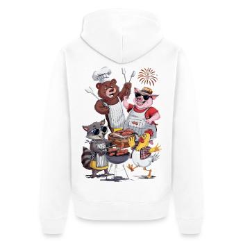 Papa Barbecue Grillades Roi du BBQ Humour - Veste à capuche bio Premium Unisexe - blanc - Dos - Thijin (182cm)