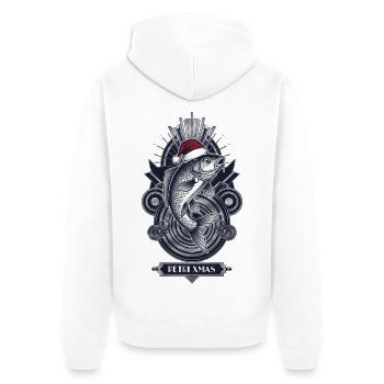 Angler Christmas Petri Xmas Carp - Unisex Premium Organic Zip Hoodie - white - Back - Thijin (182cm)