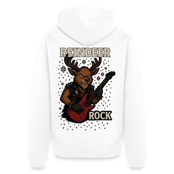 Rentier Rockgitarre Punk Weihnachtsdesign - Unisex Premium Bio Zip Hoodie - Weiß - Hinten - Thijin (182cm)