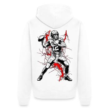 Quarterback in a lightning storm - Unisex Premium Organic Zip Hoodie - white - Back - Thijin (182cm)