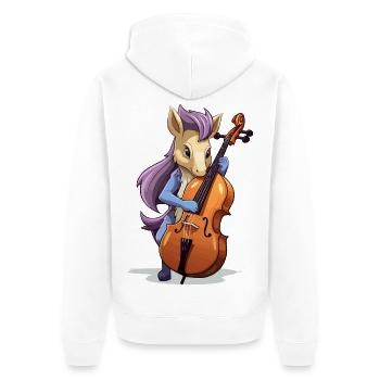 Unicorn Cellospielerin - Unisex Premium Bio Zip Hoodie - Weiß - Hinten - Thijin (182cm)
