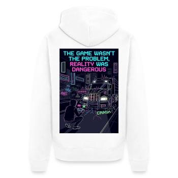Gamer Reality - Unisex Premium Organic Zip Hoodie - white - Back - Thijin (182cm)