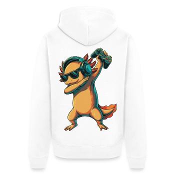 Gamer Axolotl Mexican Walking Fish Games Art - Unisex Premium Organic Zip Hoodie - white - Back - Thijin (182cm)