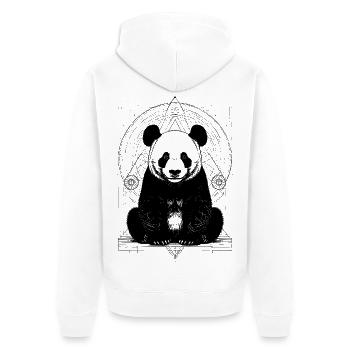 Panda Muster - Unisex Premium Bio Zip Hoodie - Weiß - Hinten - Thijin (182cm)