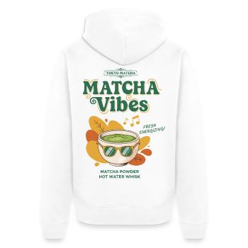 Tokyo Matcha Matcha Vibes Fresh Energizing Matcha - Unisex Premium Organic Zip Hoodie - white - Back - Thijin (182cm)