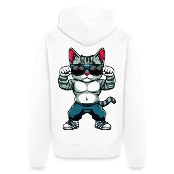 Fitness Cats - Unisex Premium Organic Zip Hoodie - white - Back - Thijin (182cm)