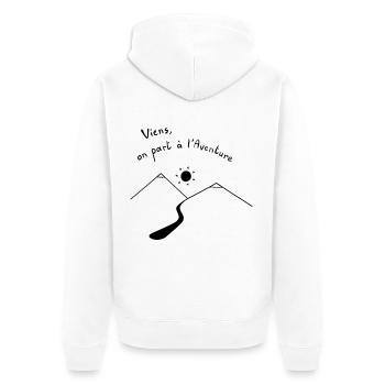 Viens, on part à l'Aventure - Veste à capuche bio Premium Unisexe - blanc - Dos - Thijin (182cm)