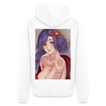 Geisha Bloom Tattooed  - Unisex Premium Organic Zip Hoodie - white - Back - Thijin (182cm)