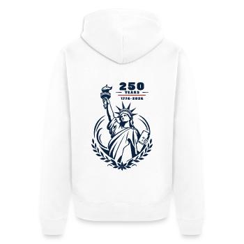 Emblem der Freiheit 250 Jahre - Unisex Premium Bio Zip Hoodie - Weiß - Hinten - Thijin (182cm)