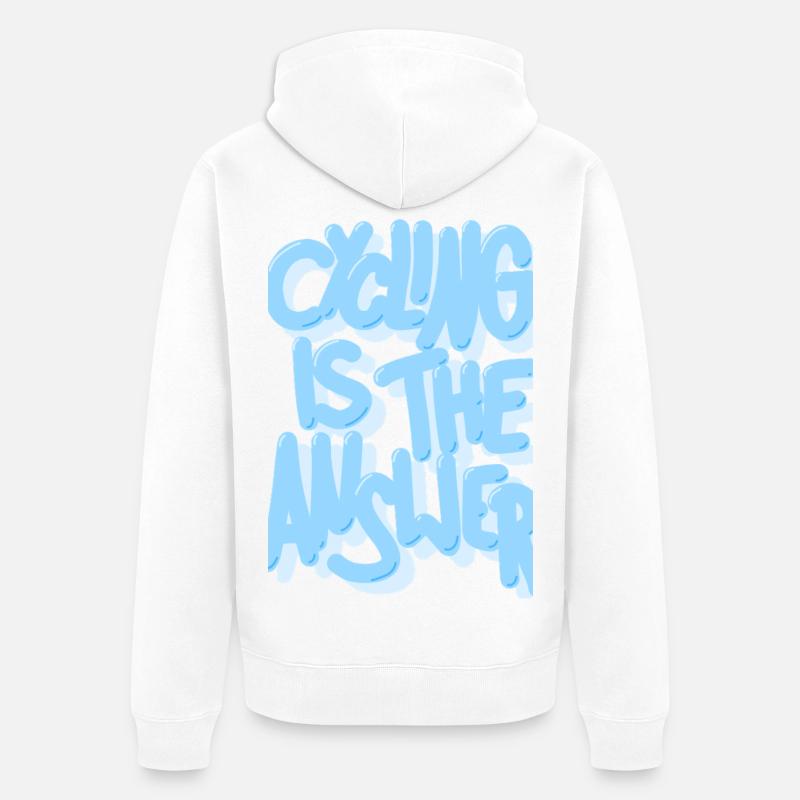 Cycling_is_the_answer_babyblau - Veste à capuche bio Premium Unisexe - blanc