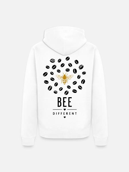 Golden bee on black - Unisex Premium Organic Zip Hoodie - white