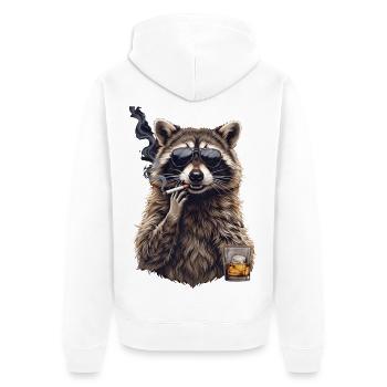 Whisky Cigare Raccoon - Veste à capuche bio Premium Unisexe - blanc - Dos - Thijin (182cm)