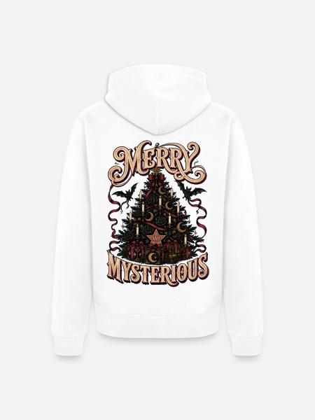 Merry and Mysterious Christmas Tree - Unisex Premium Organic Zip Hoodie - white