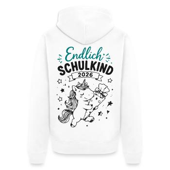 Endlich Schulkind 2026 Unicorn - Unisex Premium Bio Zip Hoodie - Weiß - Hinten - Thijin (182cm)