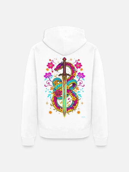 Bunter Schlangenschwertblumen-Design. - Unisex Premium Bio Zip Hoodie - Weiß