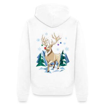Winterrentiere im geometrischen Stil - Unisex Premium Bio Zip Hoodie - Weiß - Hinten - Thijin (182cm)