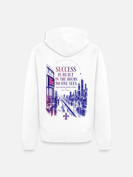 Success Quote – Focus, Discipline & Motivation - Unisex Premium Bio Zip Hoodie - Weiß