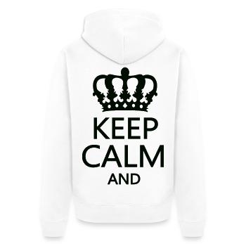 Königskrone Keep Calm Motiv - Unisex Premium Bio Zip Hoodie - Weiß - Hinten - Thijin (182cm)