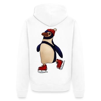 Schlittschuhpinguin - Unisex Premium Bio Zip Hoodie - Weiß - Hinten - Thijin (182cm)