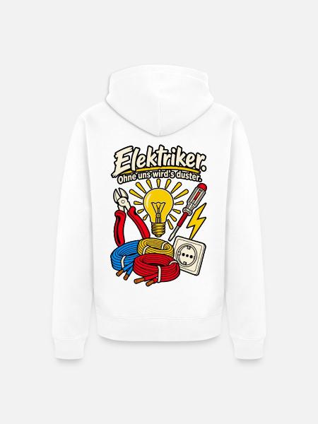 Elektriker Ohne uns wird's duster - Unisex Premium Bio Zip Hoodie - Weiß