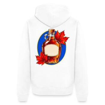 Ahornsirupflasche mit roten Herbstblättern - Unisex Premium Bio Zip Hoodie - Weiß - Hinten - Thijin (182cm)