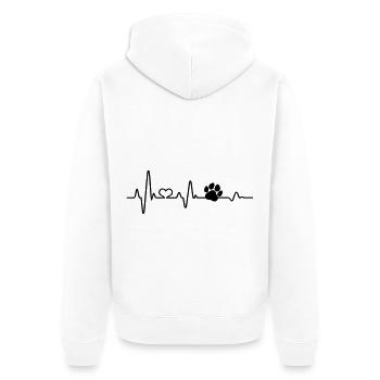 Hund Herzschlag EKG Pfote Hundeliebhaber lustig - Unisex Premium Bio Zip Hoodie - Weiß - Hinten - Thijin (182cm)