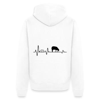 Schaf Herzschlag Schäfer Geschenkidee liebe Schafe - Unisex Premium Bio Zip Hoodie - Weiß - Hinten - Thijin (182cm)