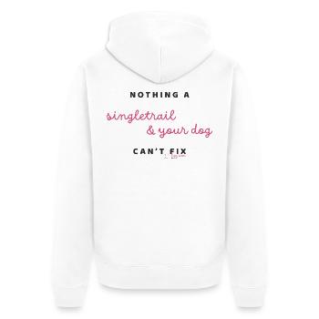 Rien qu’un singletrail et ton chien ne puissent réparer - Veste à capuche bio Premium Unisexe - blanc - Dos - Thijin (182cm)
