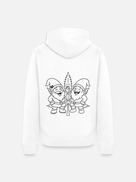 Zwergenfreunde mit Cannabisblatt - Unisex Premium Bio Zip Hoodie - Weiß
