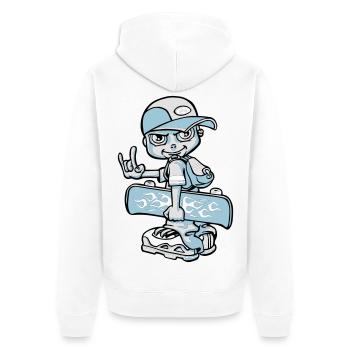 Skater boy flex - Unisex Premium Bio Zip Hoodie - Weiß - Hinten - Thijin (182cm)