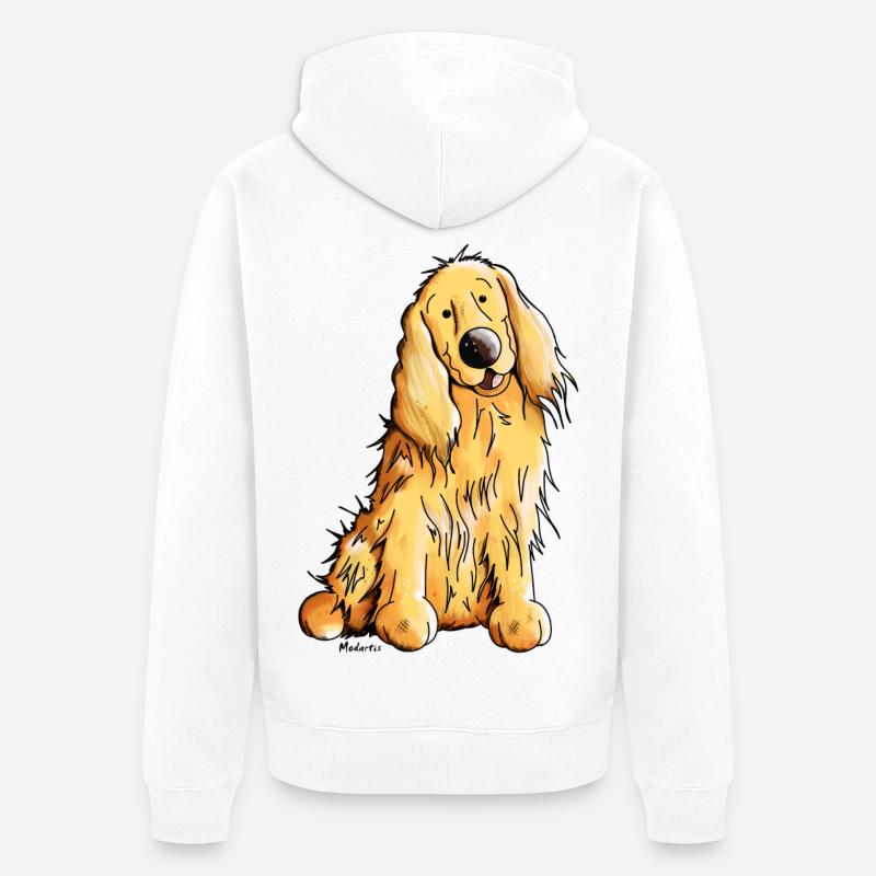 Felice Cocker spaniel inglese - Felpa con cappuccio ecologica premium unisex - bianco
